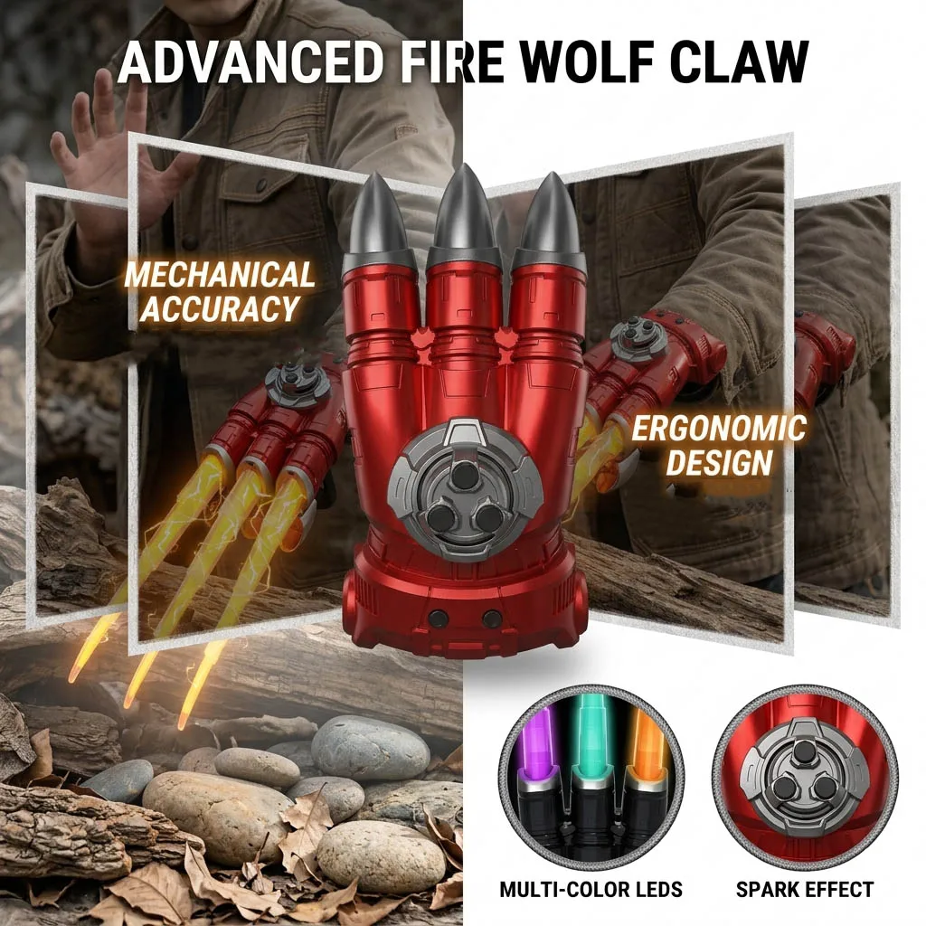 Wolf Claw Sound Light Toy Rotating Spark Laser Luminous Claw Scalable Interactive Toy for Kids Cool Party Gift Outdoor Play