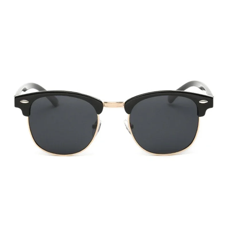 Gafas De Sol polarizadas De medio marco para hombre y mujer, lentes De Sol De diseñador De marca De lujo, espejo De remache Retro, Gafas De Metal