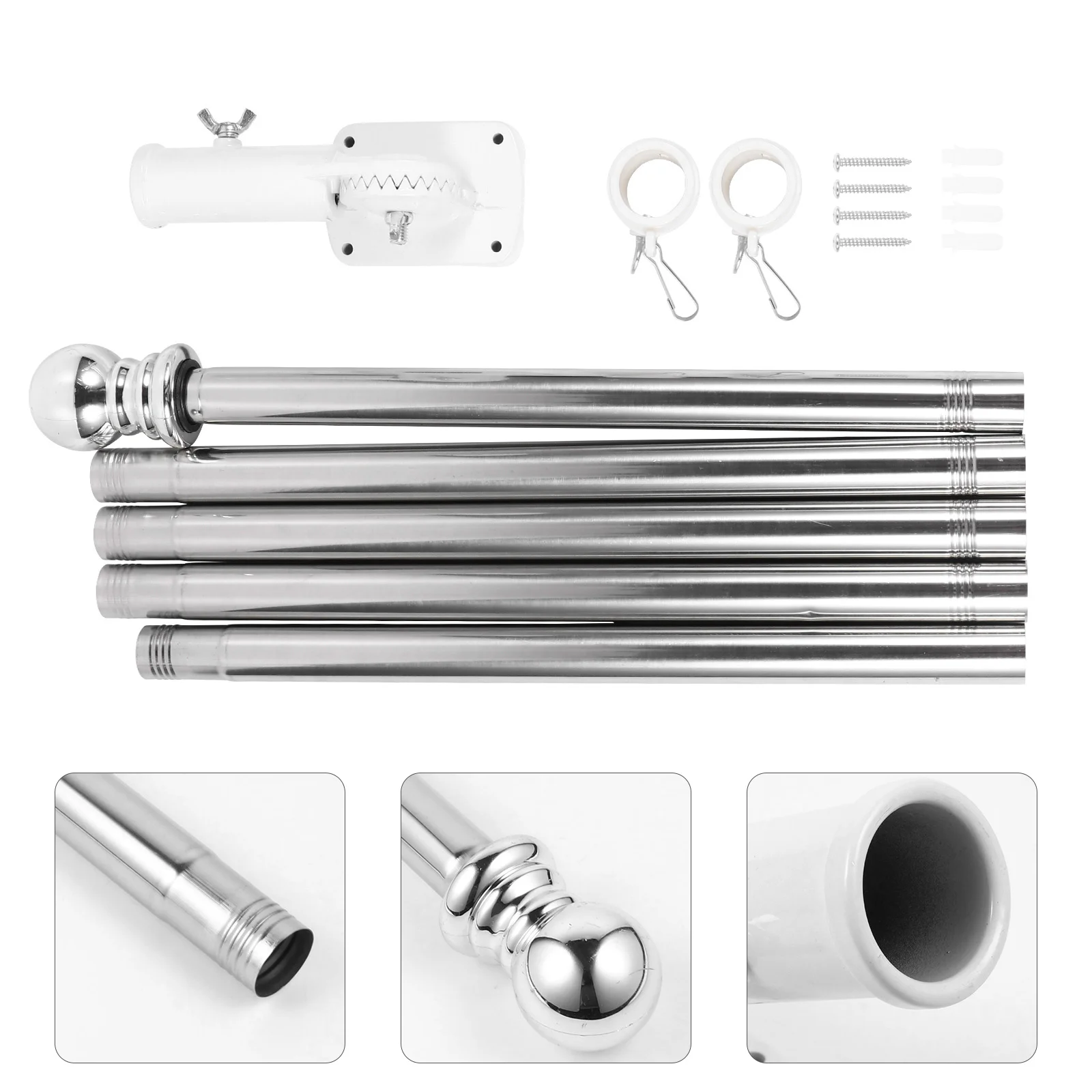 

1 Set 1.8 Meter Flagpole Kit High-Quality Alloy Weatherproof Rust-Resistant For Wall Yard Roof Truck Mount Flag Pole Set Wall