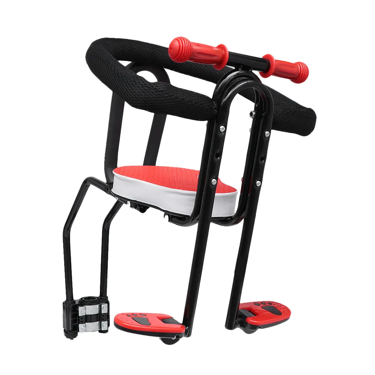 Kids Bike Seat Sturdy Metal Child Bicycle Saddle Easy to Assemble and Remove Universal Fit Red