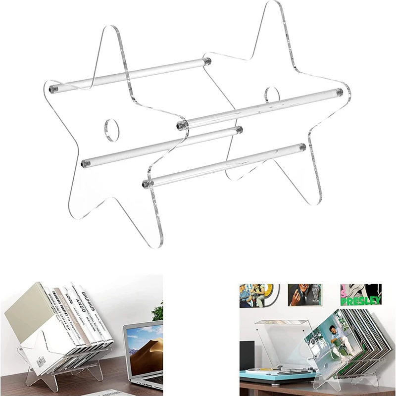 

Portable Clear Acrylic Display Stand Holder Versatile Shelf Showcase Rack For Books Albums And Records Home Accessories