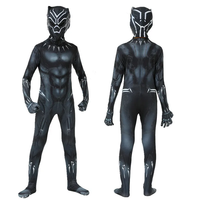 Black Pantheres Cosplay Superhero Tights Jumpsuits Movie Character Cosplays Justice Hero Mask Set Halloween Dress Up Costume