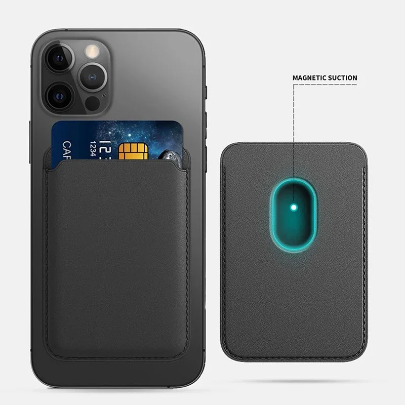 Magsafe Leder-Kartenhalter mit Magnetverschluss für iPhone 17 Pro Max und Samsung S26 Ultra – Macsafe Kartenhalter mit Fächern als Zubehör – Detail 3