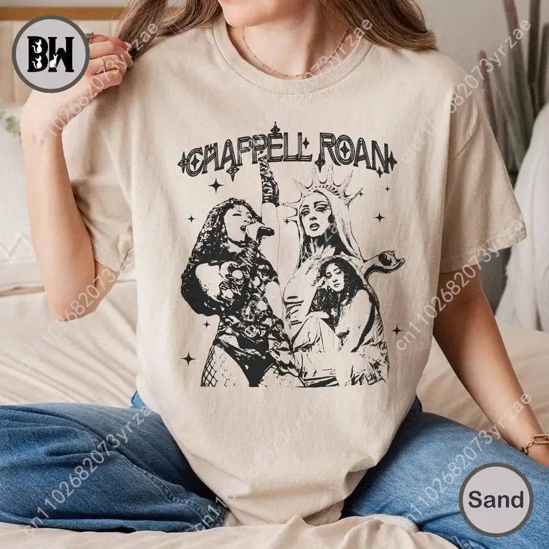 เสื้อยืด Chappell Roan Retro Wash สำหรับผู้ชายและผู้หญิง คุณภาพสูง สไตล์วินเทจ ผ้าฝ้าย แขนสั้น แฟชั่น เสื้อยืดนุ่ม ระบายอากาศได้ดี