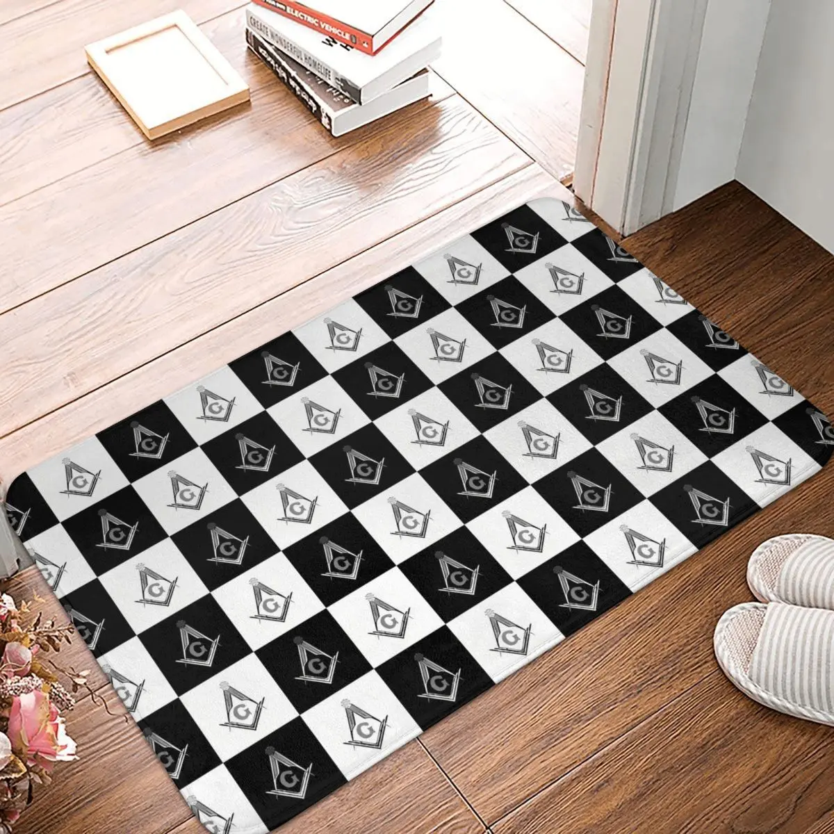 Freemason Bathroom Mat Checkered Pattern_76099731 Doormat Kitchen Carpet Balcony Rug Home Decor