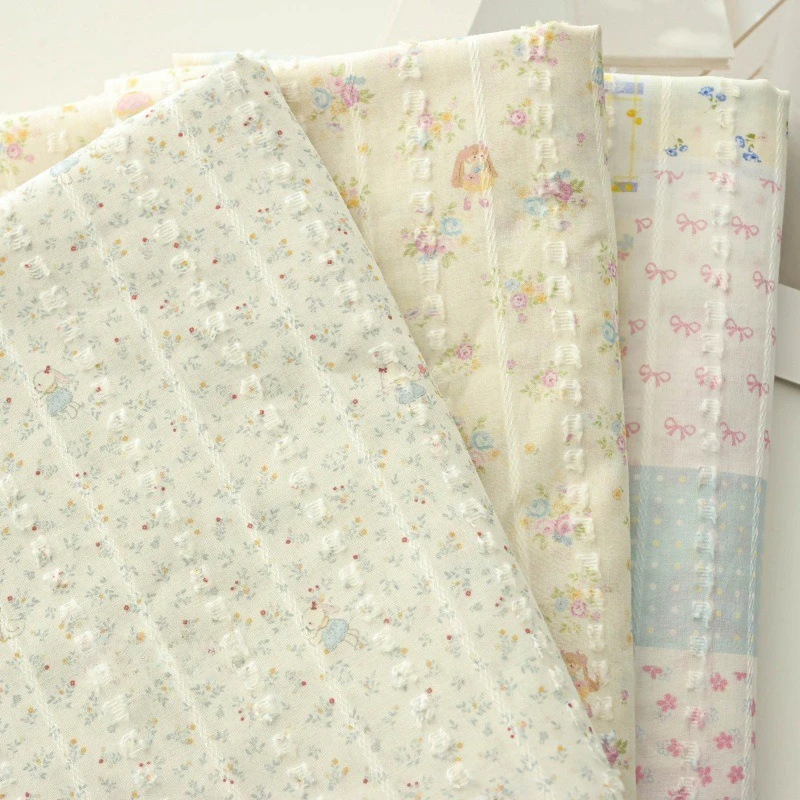 Tela de Algodón Jacquard de 145x50cm con Patrón Floral Oscuro y Rayas, para Vestidos Largos y Confección de Ropa, Material para Coser