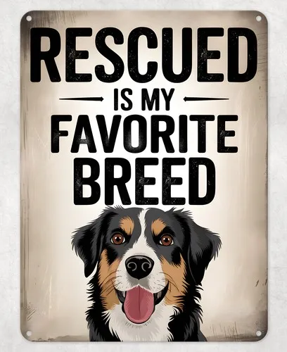 Rescued My Favourite Breed Metal Poster Wall Tin Sign Man Cave Shed Home Plaque --Tin Sign