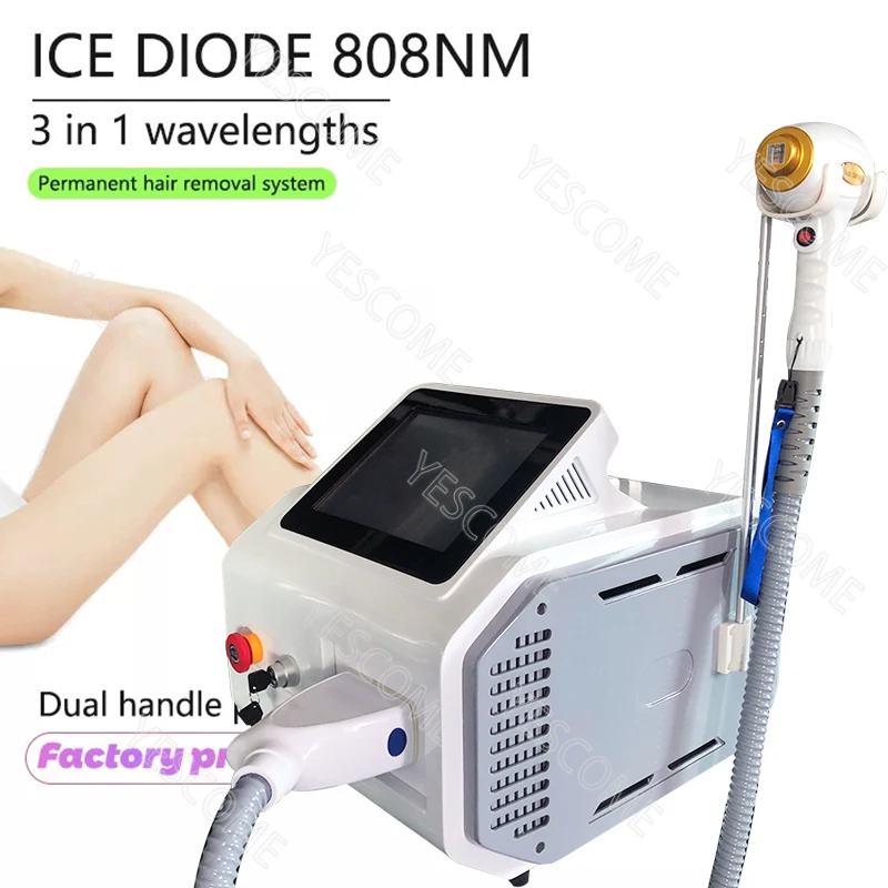 

portable triple wavelength diode laser diodo 755nm 808nm 1064nm 3 waves permanent hair removal machine