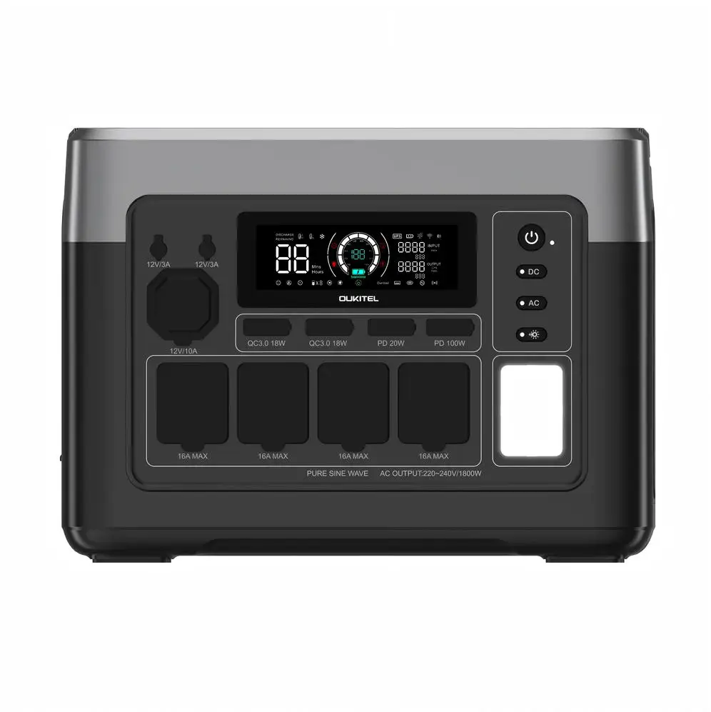 OUKITEL P1500 Plus Portable Power Station 1800W 1536Wh LiFePO4 Solar Generator Camping RV Home Emergency Power