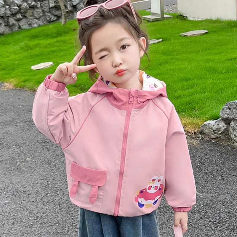 

Весенне-осенняя верхняя одежда для девочек, новый стиль, детская модная толстовка в западном стиле, двусторонняя кофта для малышей