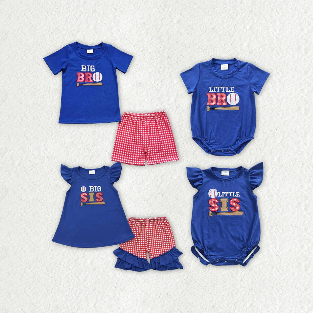

GSSO0219 Wholesale kids clothes girl Match baby rompers Summer Embroidered short sleeve shorts sets Boutique baby boy clothes