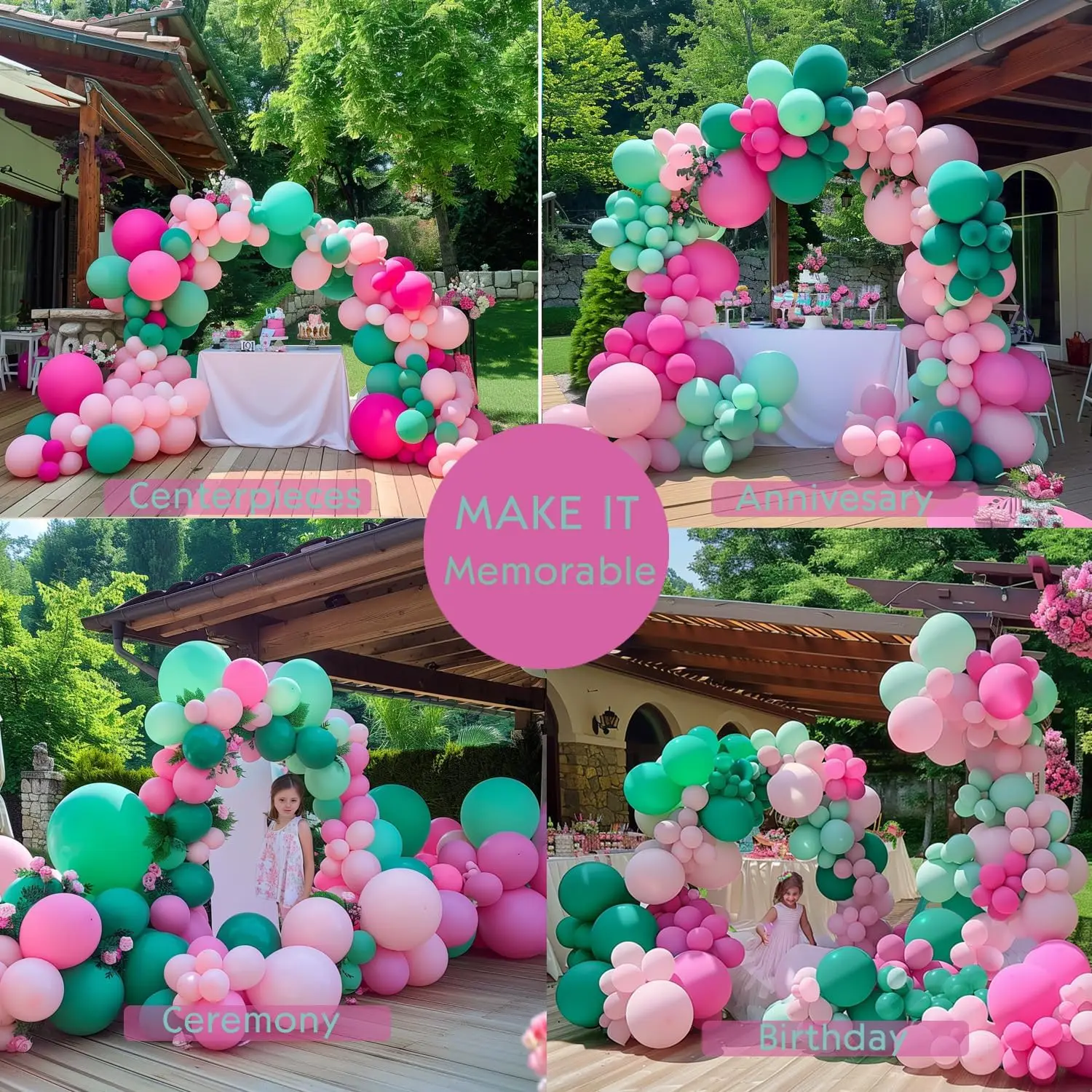 107Pcs Hot Pink Green Balloons Garland Arch Kit Macaroon Pink Green Balloons for Baby Shower Wedding Bridal Shower Party Decor view 6