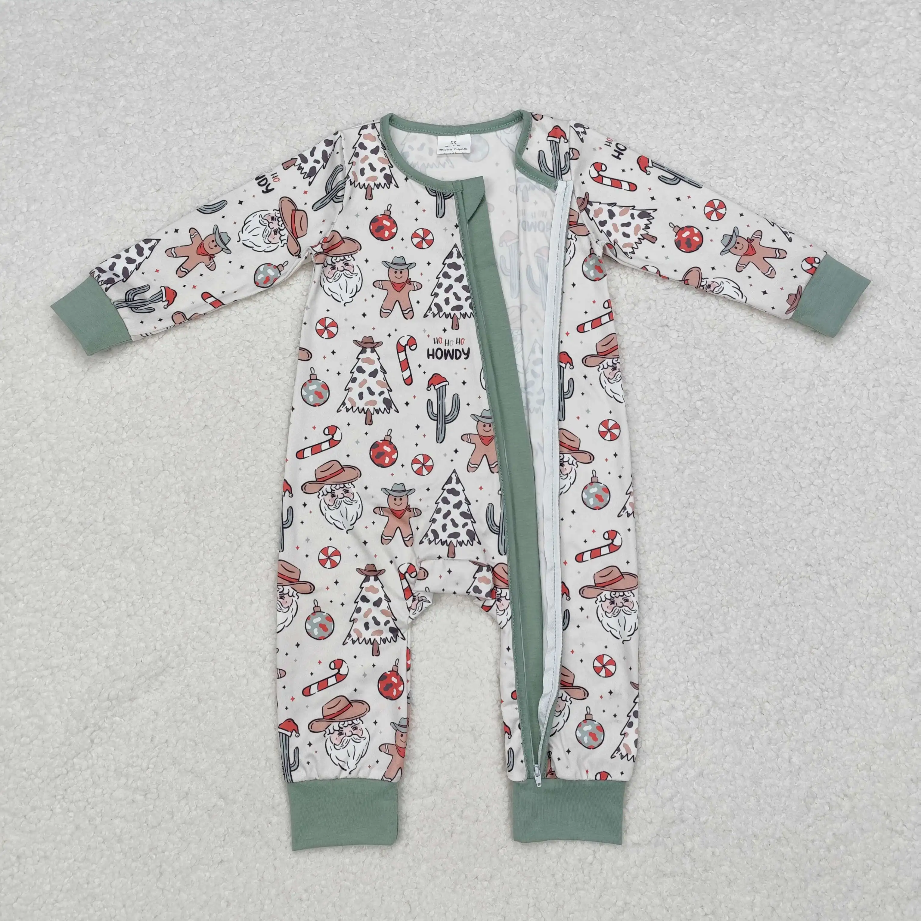 Wholesale Kids Zipper One-piece Newborn Coverall Christmas Bodysuit Infant Long Sleeves Howdy Jumpsuit Toddler Baby Boy Romper