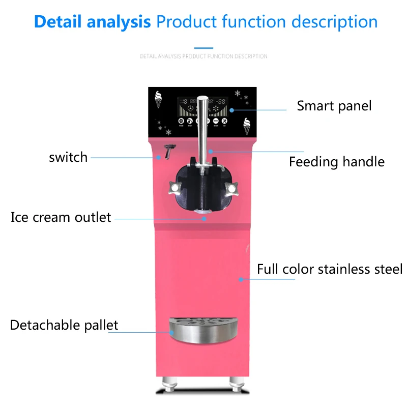 Machine à Crème Glacée à Saveur Unique pour Sundae, Distributeur existent à Affichage Numérique pour Dessert, Magasin, Bureau