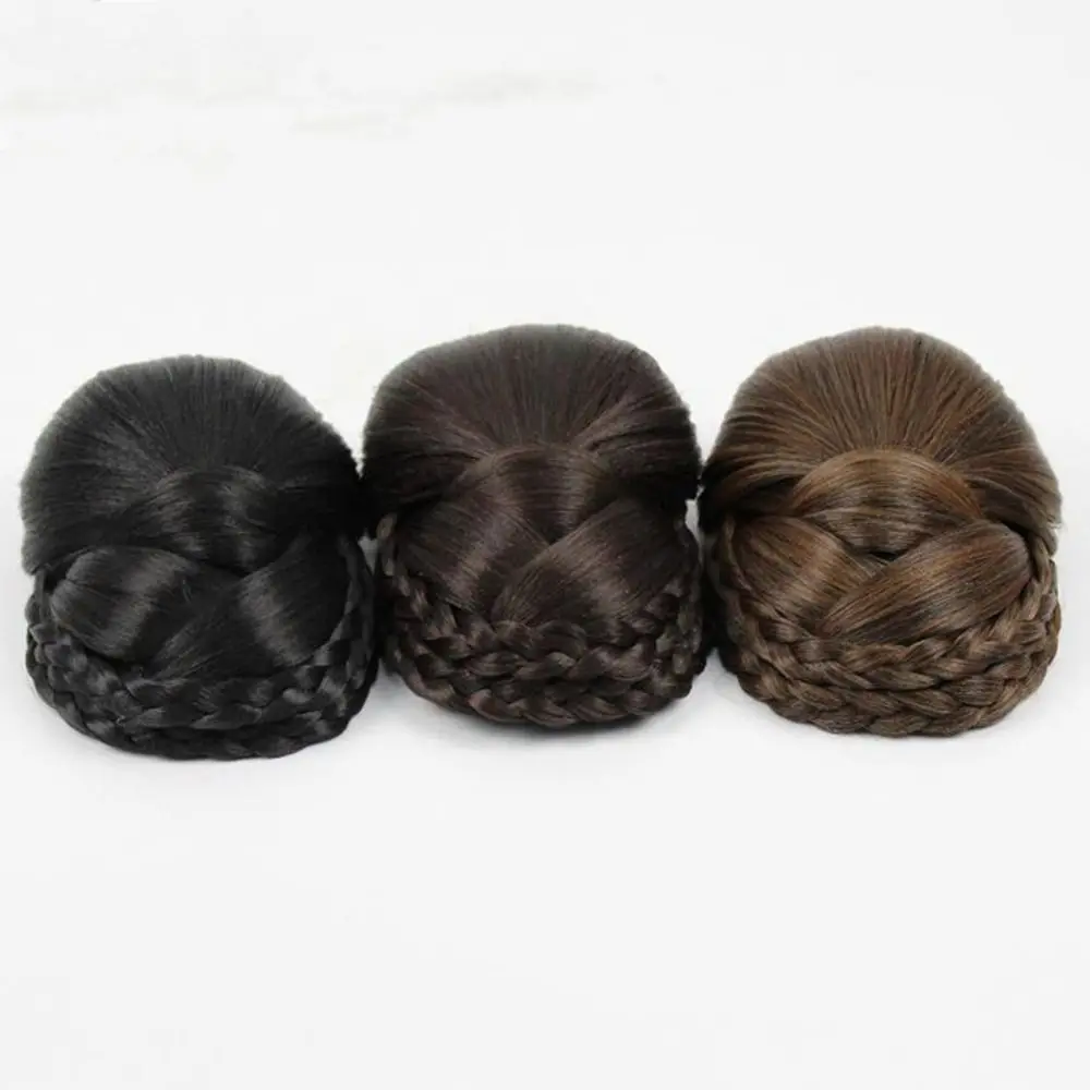 Female Synthetic Hair Accessories Natural Hair Extension Girls Braided Chignon Fake Hair Bun Bride Hairpiece Hanfu Hair Chignon