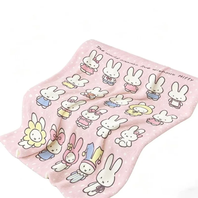 Japanese Miffy Rabbit Cute Flannel Thin Blanket Cartoon Cute Nap Shawl Air Conditioning Blanket Student Nap Cover Carpet