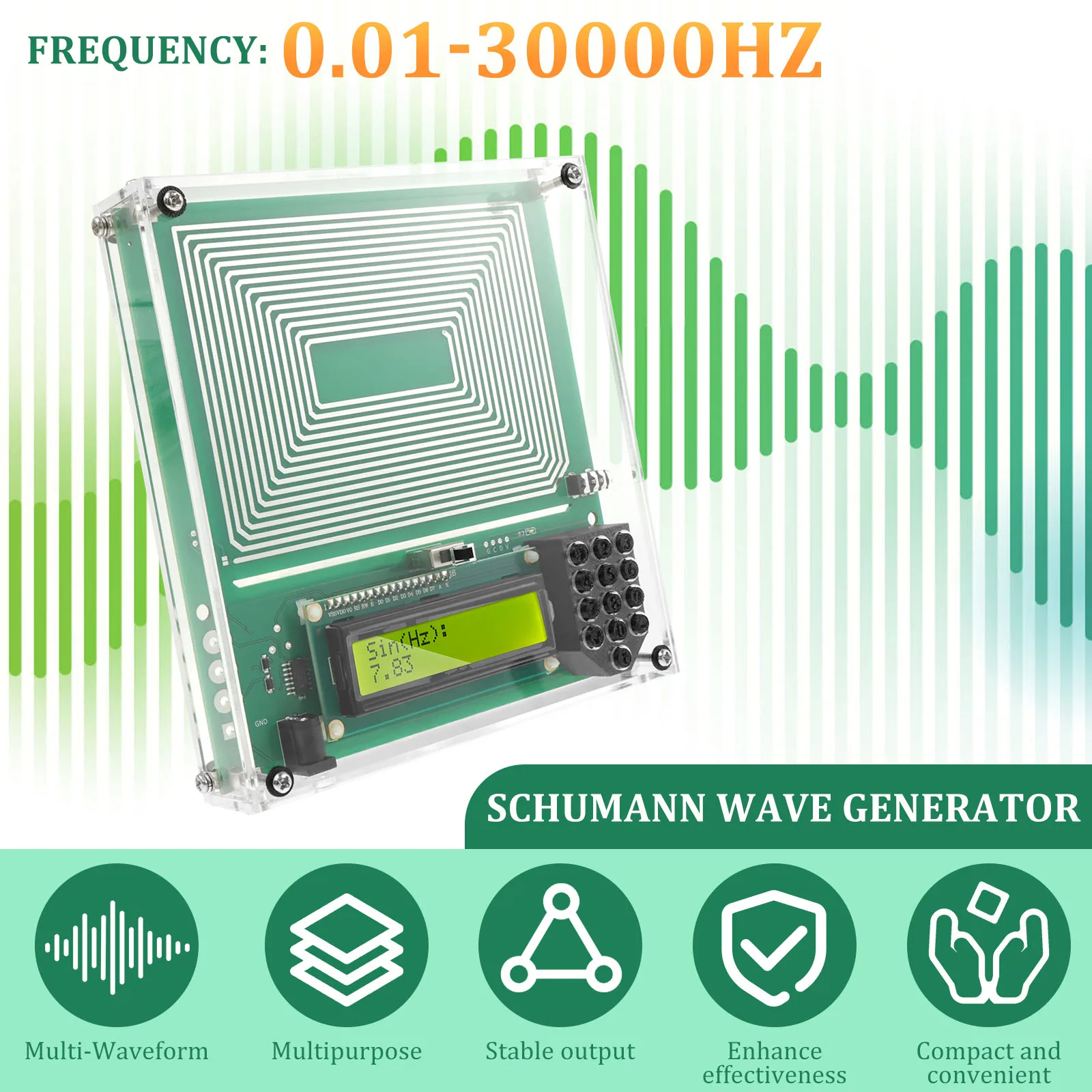 Schumann Waves Resonance Generator 0.01Hz to 30000Hz Adjustable Sine Wave Resonance Generator 7.83Hz Ultra Low Frequency