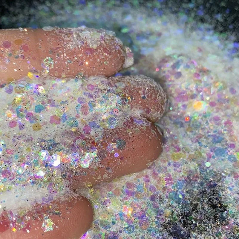 50g Opal Chunky Nagel Glitter 6 Farben hexagon Form Schillernden Glitter 0.2/1mm Chunky Glitter Mix, farbe Verschiebung Glitter für Nagel