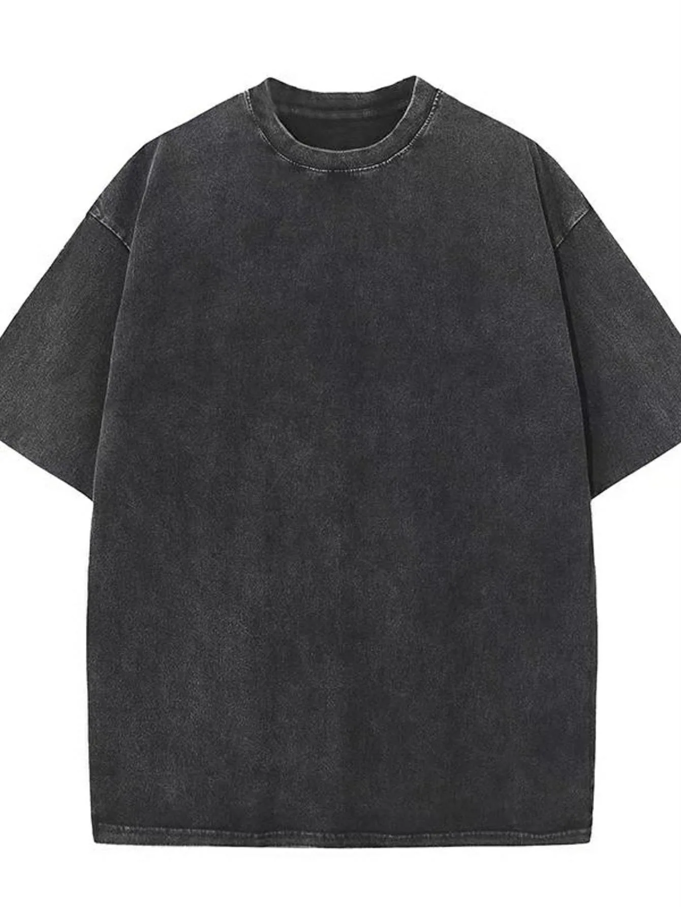 1 Piece, 230g Washed T-Shirt, Art Printed Letter Pattern Printed T-Shirt, Seasonal Casual Chaoliu Recreation Men's T-Shirt, Round Neck High Street Pure Cotton Short Sleeved T-Shirt, Fashionable Boutique T-Shirt