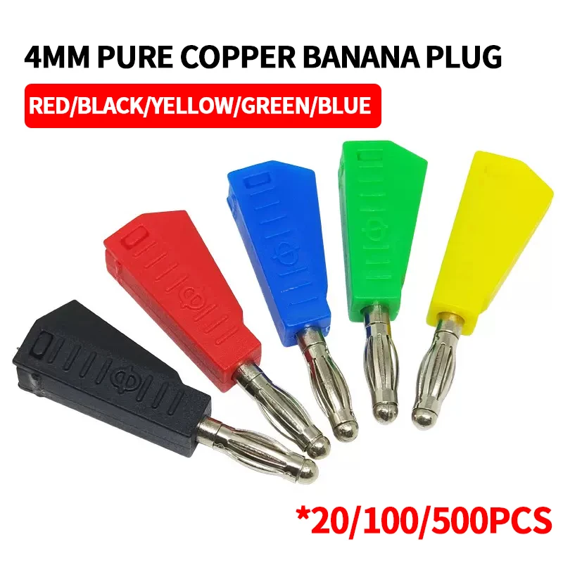 20Pcs 4mm Banana Plug Pure Copper Nickel-Plated Gun Lantern Type Can Be Inserted High-Voltage Connector Test Welding Insulation