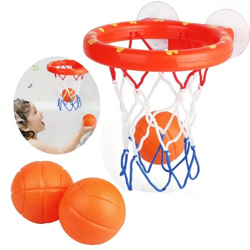 Divertido juguete de baño para chico, aro de baloncesto para bañera de plástico con 3 bolas, juego de disparos educativo, juguete para ducha para niños y niñas