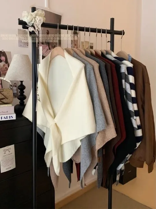 

Корейское вязаное пальто с запахом на плечах, женское осеннее пальто нового дизайна, верхняя одежда для столовой, топ, аксессуары Faion