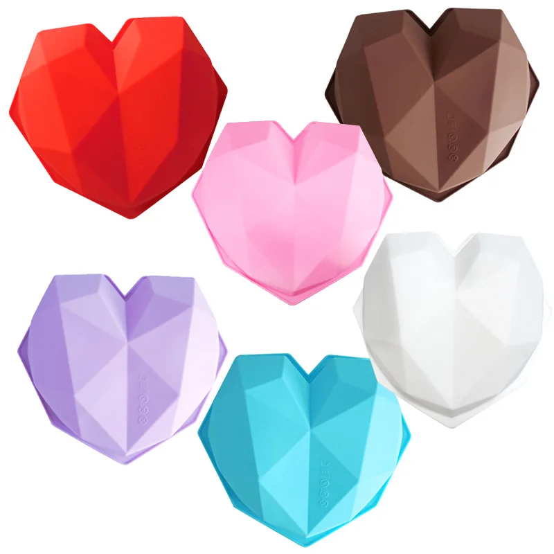 Silicone Diamond Love Baking Mold Set Letter Number Molds Heart Mousse Pastry Cake Chocolate Soap Candle Mould