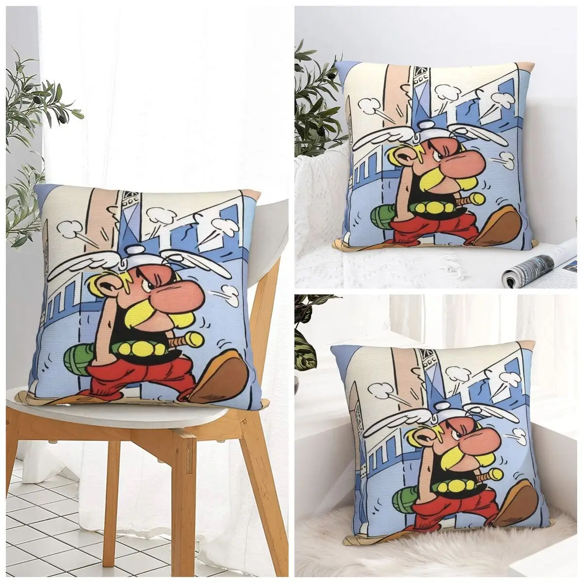 

A-Asterix O-Obelix Pillow Case Cushion Cover Soft Graphic Pillow Cover Kawaii Pillowcases For Sofa Home Decorative