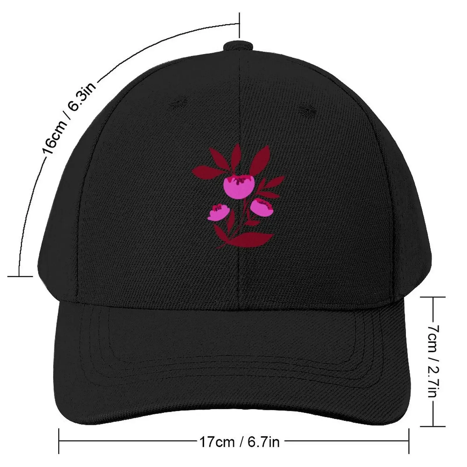 Bright pink peony flowers on blue Baseball Cap tea Hat Military Cap Man Women's 2025 Men's