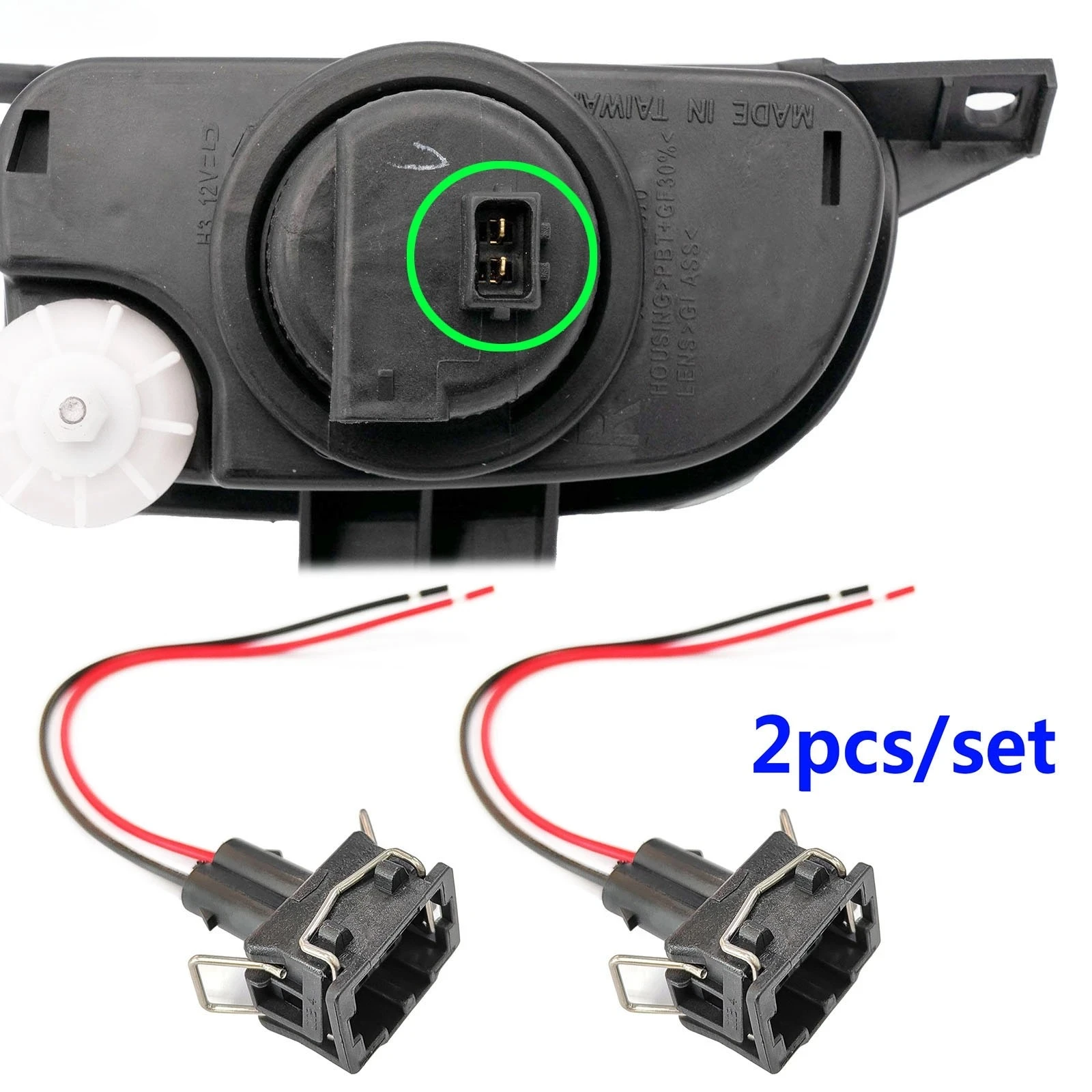 

2pcs For VW Transporter T4 Fog Light Lamp Connector 2-pin Plug Female Adapter Prewired Harness Wiring Socket DRL 357972752