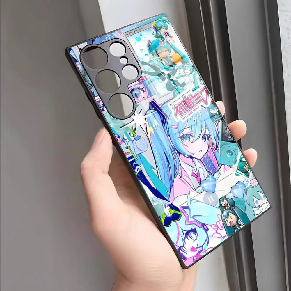 Kawaii H-Hatsune Miku Handyhülle für S25 Ultra Samsung S26 S23 S24 Fe S22 S20 S21 Plus A54 A34 A53 A16 Glasabdeckung