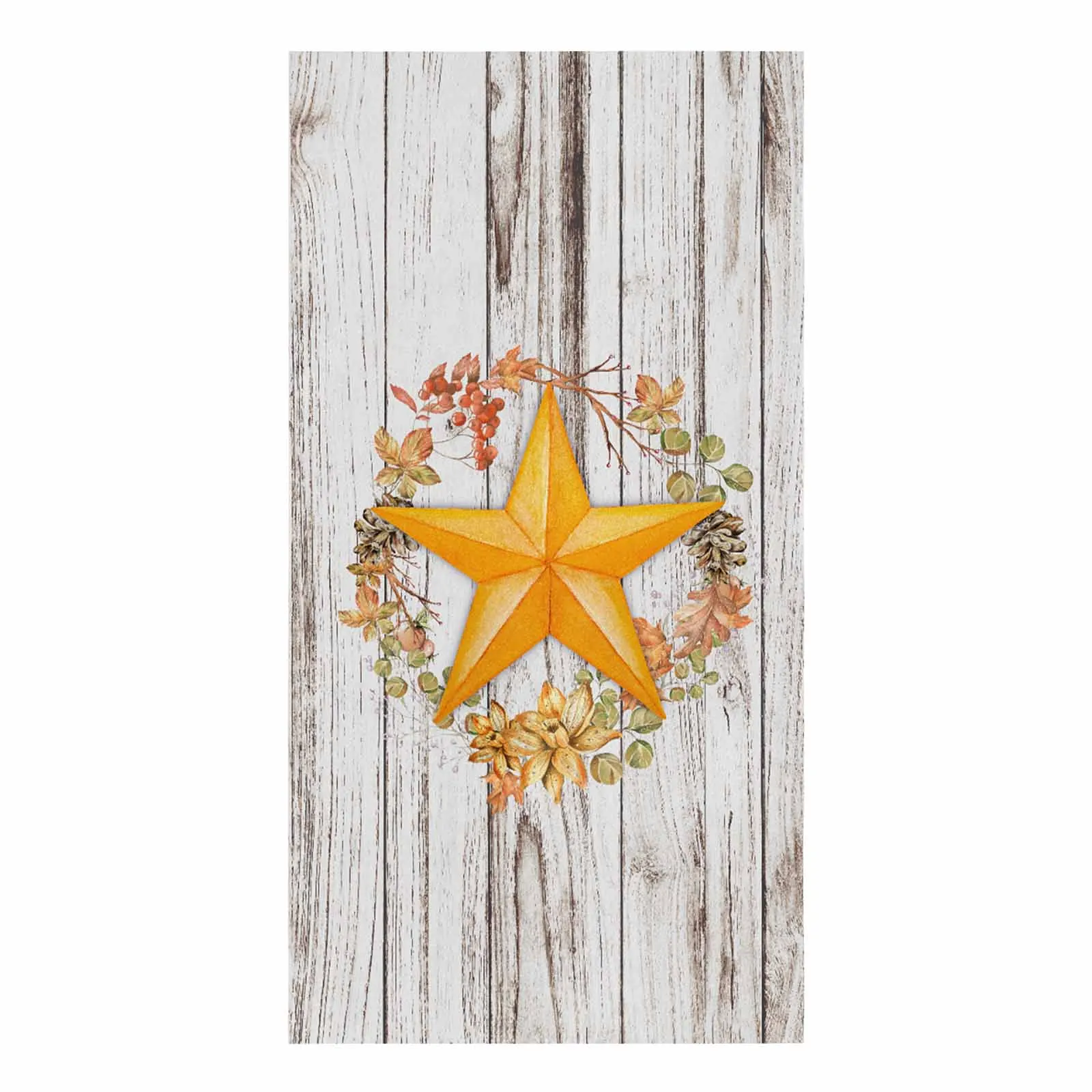 Autumn Wood Grain Orange Five Pointed Star Maple Leaf Hand Towel Kitchen Dishcloth Water Absorption Household Cleaning Cloth