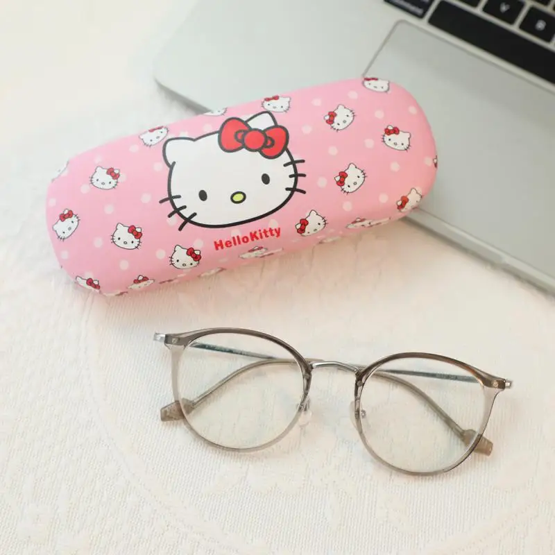 Cartoon Sanrio Glasses Case Hello Kittys Accessories Cute Kawaii Anime Pu Student Portable Glasses Organizer Toys for Girls Gift