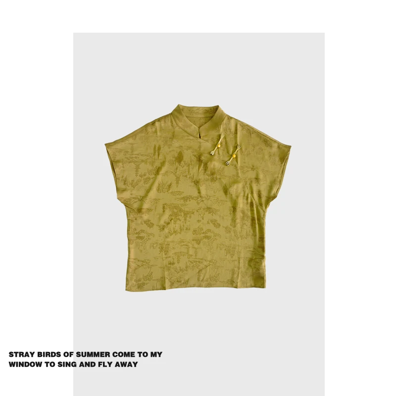 

Ele Chinese Sle Button up Top Women's Summer High Faion Lightweight irt Forever 2 Commute Sle ort Sve