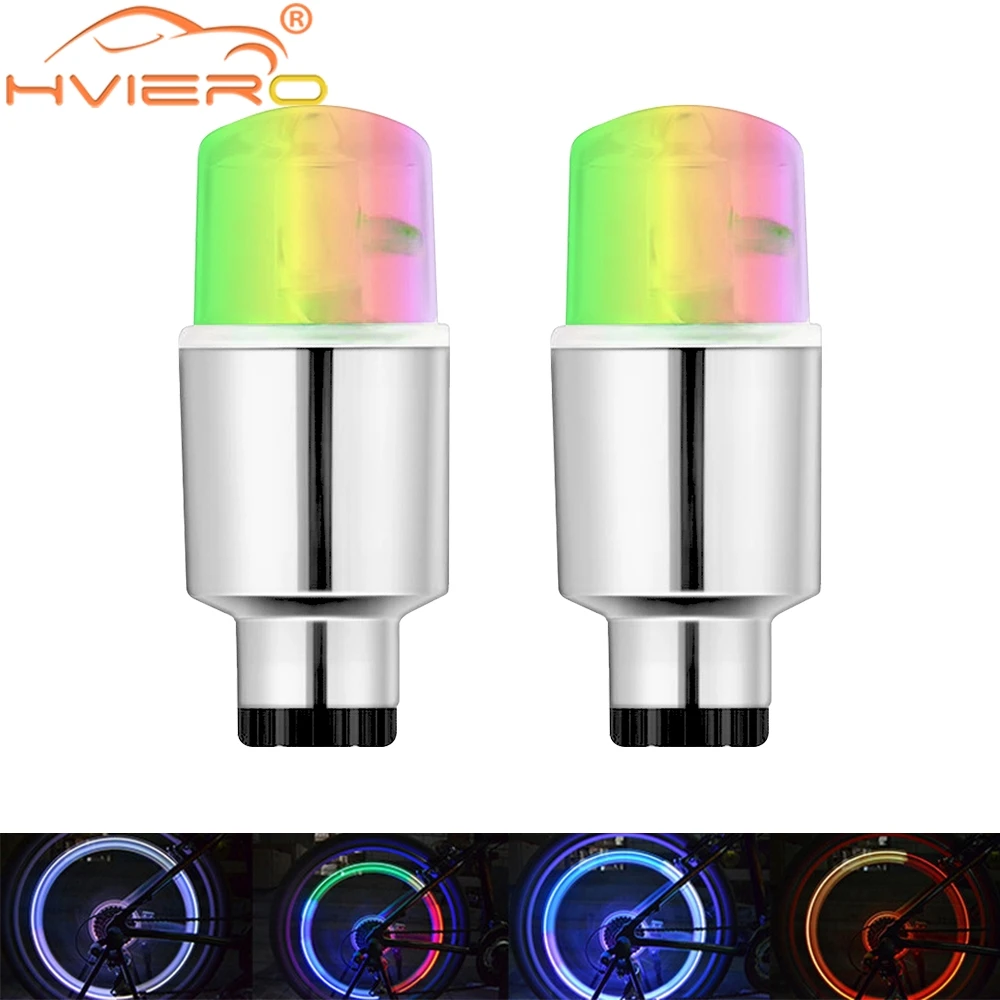 

2pcs Car Light Bike Hub Lamp Wheel Tire Tyre Valve Flash Neon LED Auto Dust-proof Cap Spoke Stems Caps Accessories Retrofitting