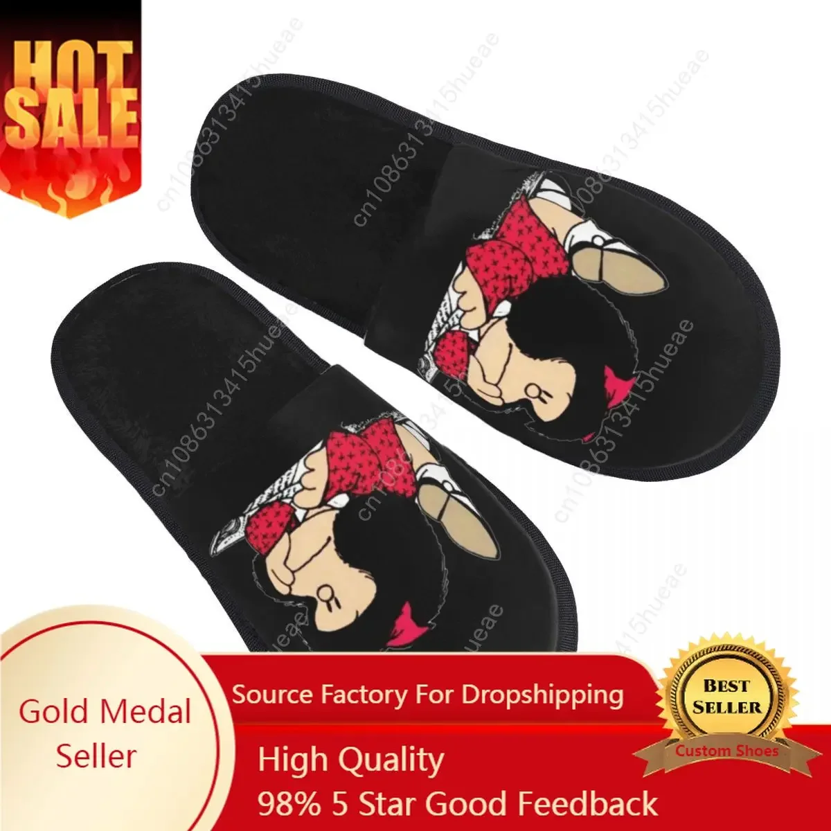 

Custom Print Cute Mafalda House Slippers Soft Warm Argentine Cartoon Quino Comic Memory Foam Fluffy Slipper Indoor Outdoor Shoes