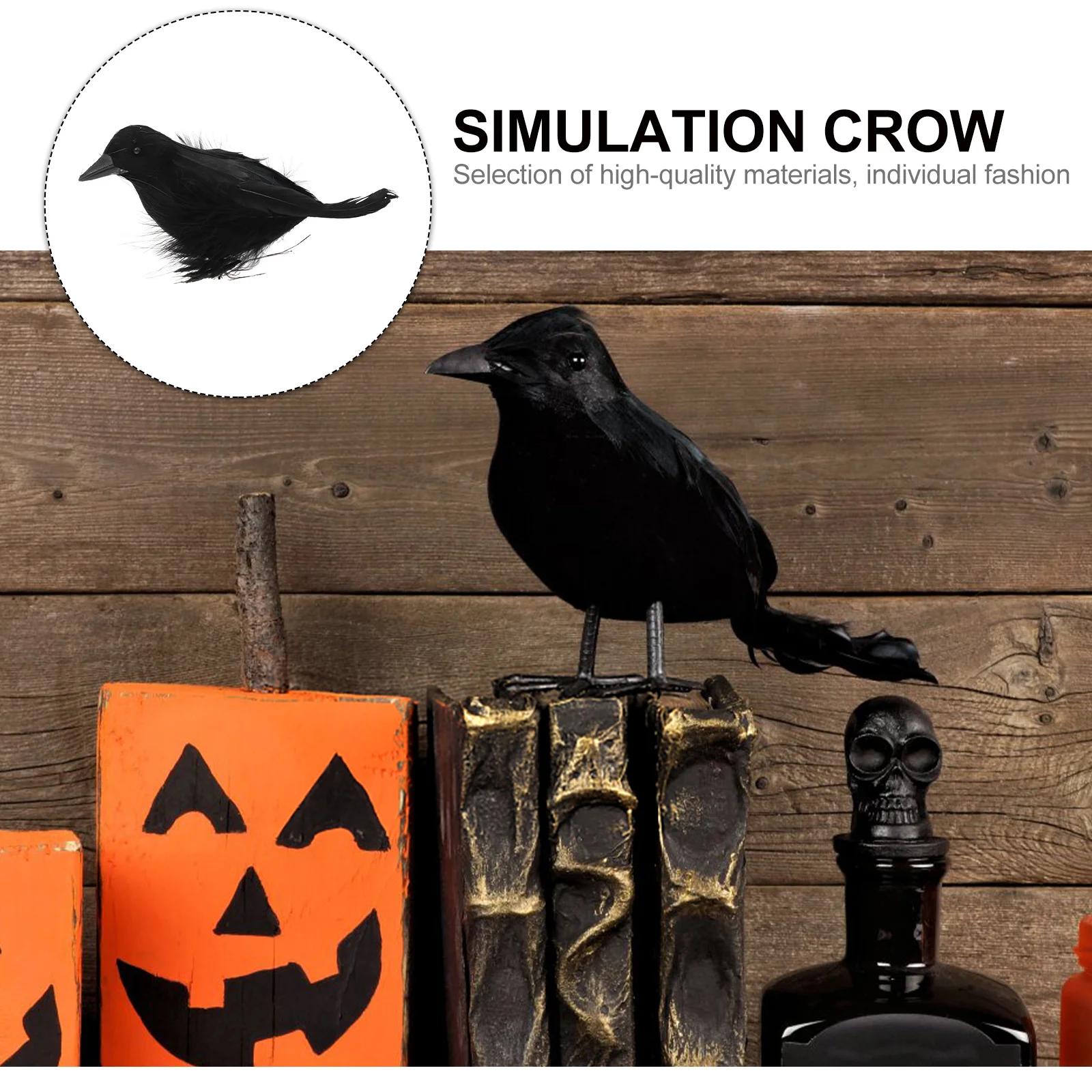 

3Pcs Crow Prop Black Simulation Shape Halloween Decoration Desktop Ornament Festival Home Bar Hotel Decor