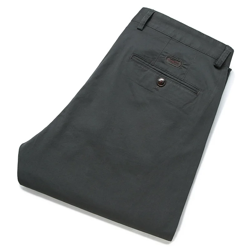 97% Cotton Casual Pants Mens Spring Summer  Clothing Straight Green Black Khaki Trousers Male Brand Bulk Clothing Wholesale
