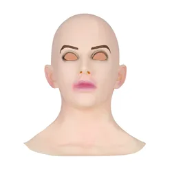 Female Realistic Silicone Crossdresser Mask Cosplay Halloween Fancy Dress Funny Mask Toy