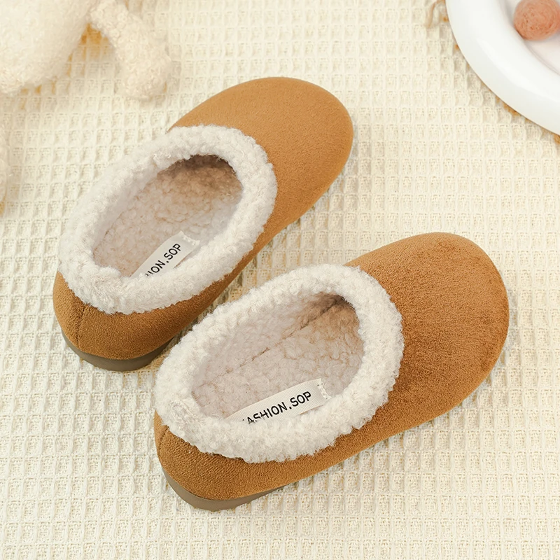 어린이 면화 신발 사이즈 23-33 낙타 패딩 따뜻한 소년 소녀 면화 신발 갈색 경량 미끄럼 방지 어린이 아기 모피 신발