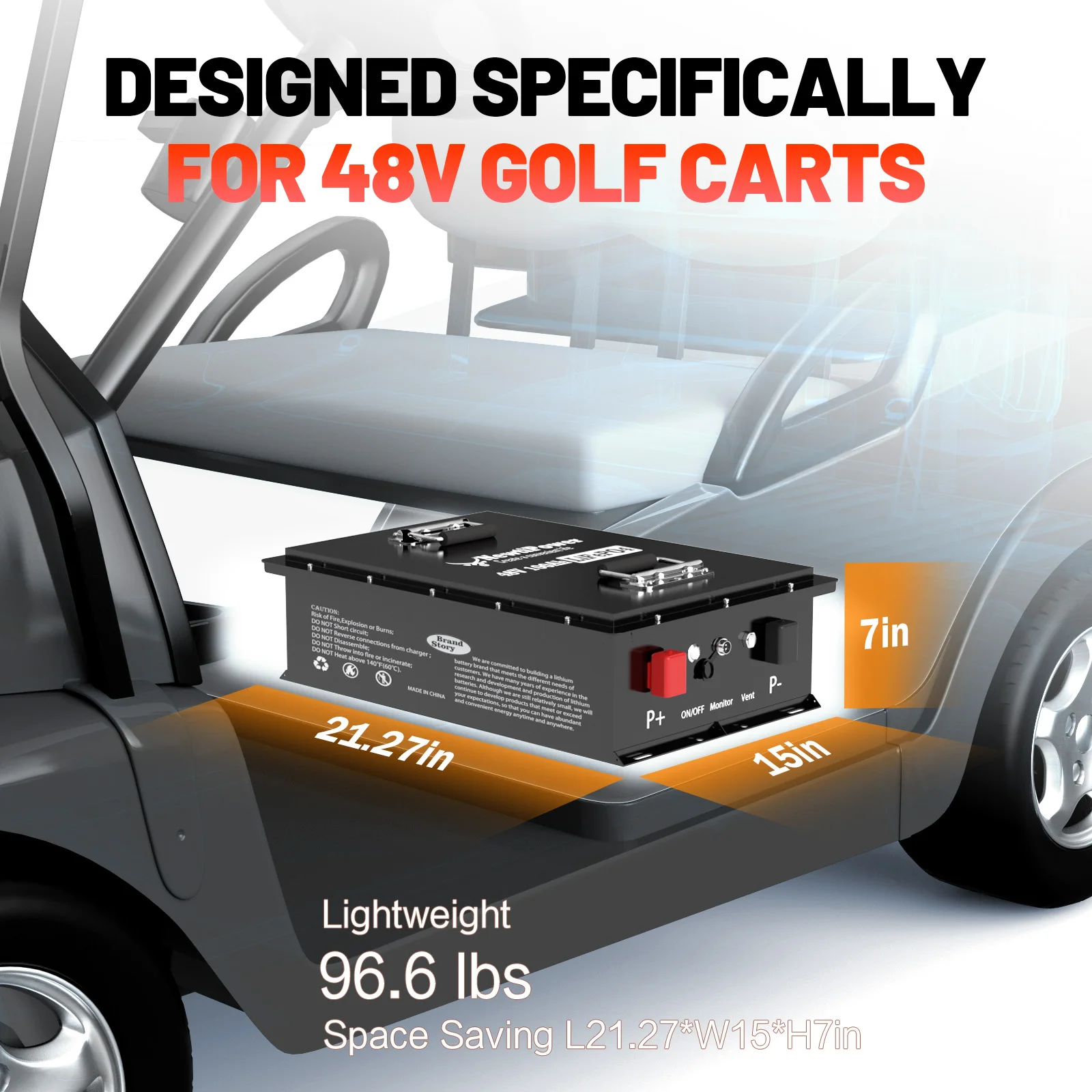 

36V 100Ah LiFePO4 Lithium Golf Cart Battery with Charger, Built-in Smart 200A BMS, with Touch Monitor, Perfect for Golf Carts