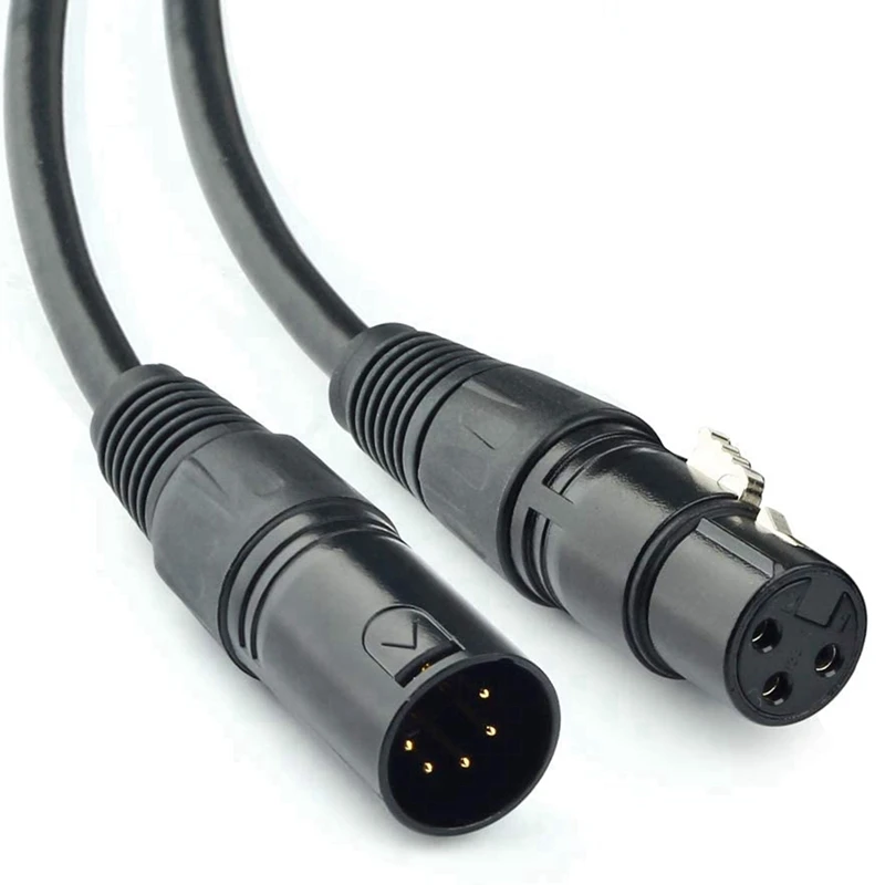 5X XLR Male 3 Pin To XLR Female 5 Pin & XLR Female 3 Pin To XLR Male 5 Pin Audio Cable, For Microphone DMX Stage Light