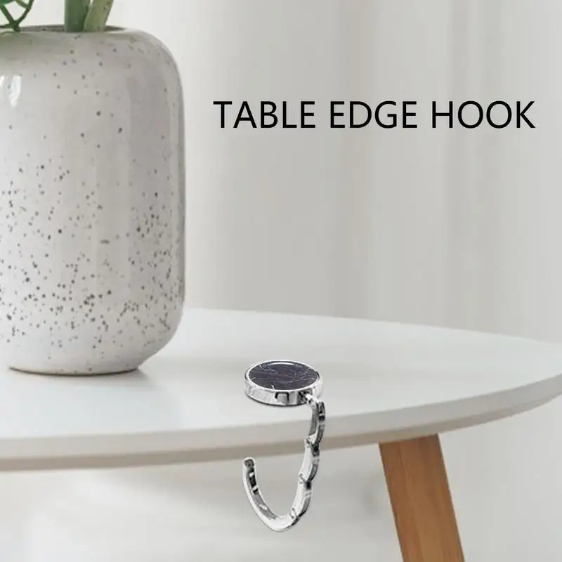 1Pc Round Folding Table Edge Hook Vintage Foldable Purse Bag Hanger Handbag Hook Holder Portable Table Organizer For Home Office