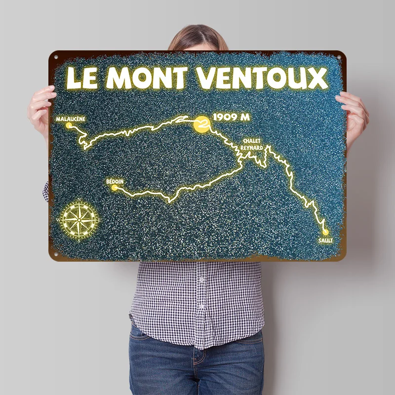 Le Mont Ventoux 3D Texture Metal Poster Customized Wall Art Retro Vintage Tinplate Signs for Desk Decor Room Home Decoration