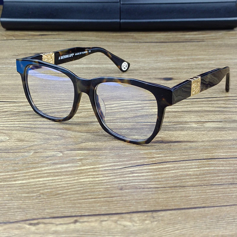 High-grade Plate Tortoise Shell Color Retro Glasses Frame Wide Leg Myopia Discoloration Anti-blue Fashion Trend Personality