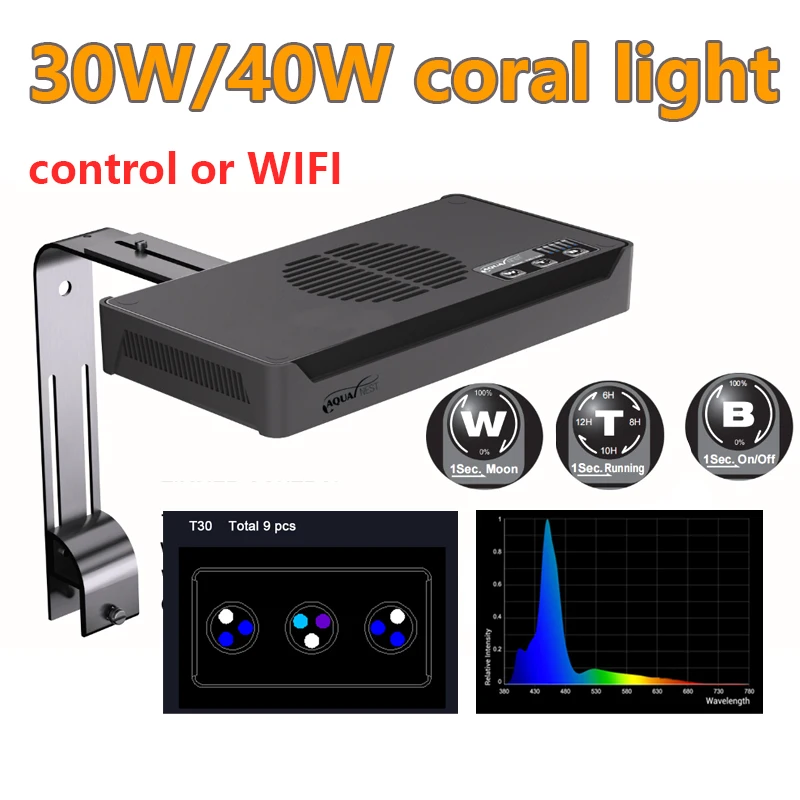 Spectra Nano 029 Aquarium Light 30W Saltwater Lighting with Touch Control for Coral Reef Fish Tank