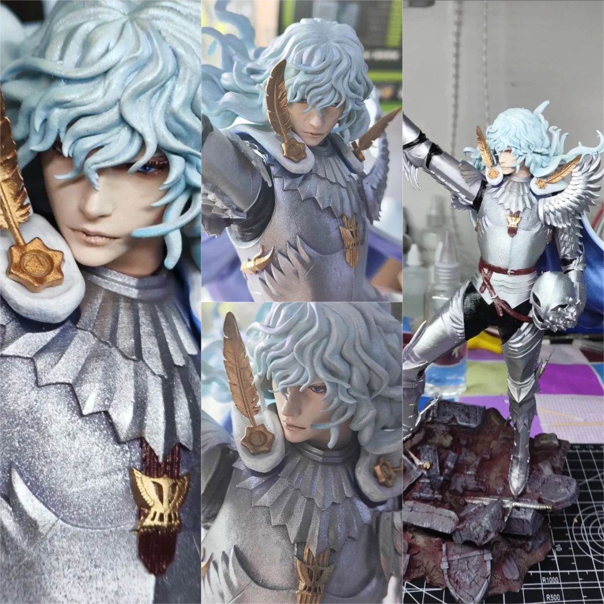 9 cm/15 cm/19 cm/25 cm Grieffith Berserk 3D imprimé Figurines blanches peinture à la main Miniatures Figurines modèles de Collection