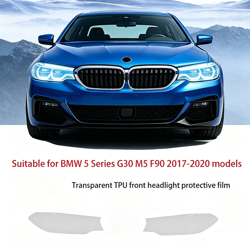 

For BMW 5 Series G30 M5 F90 2017-2020 TPU Transparent Smoked Black Headlight Film Anti-Scratch Sticker Repair Cover