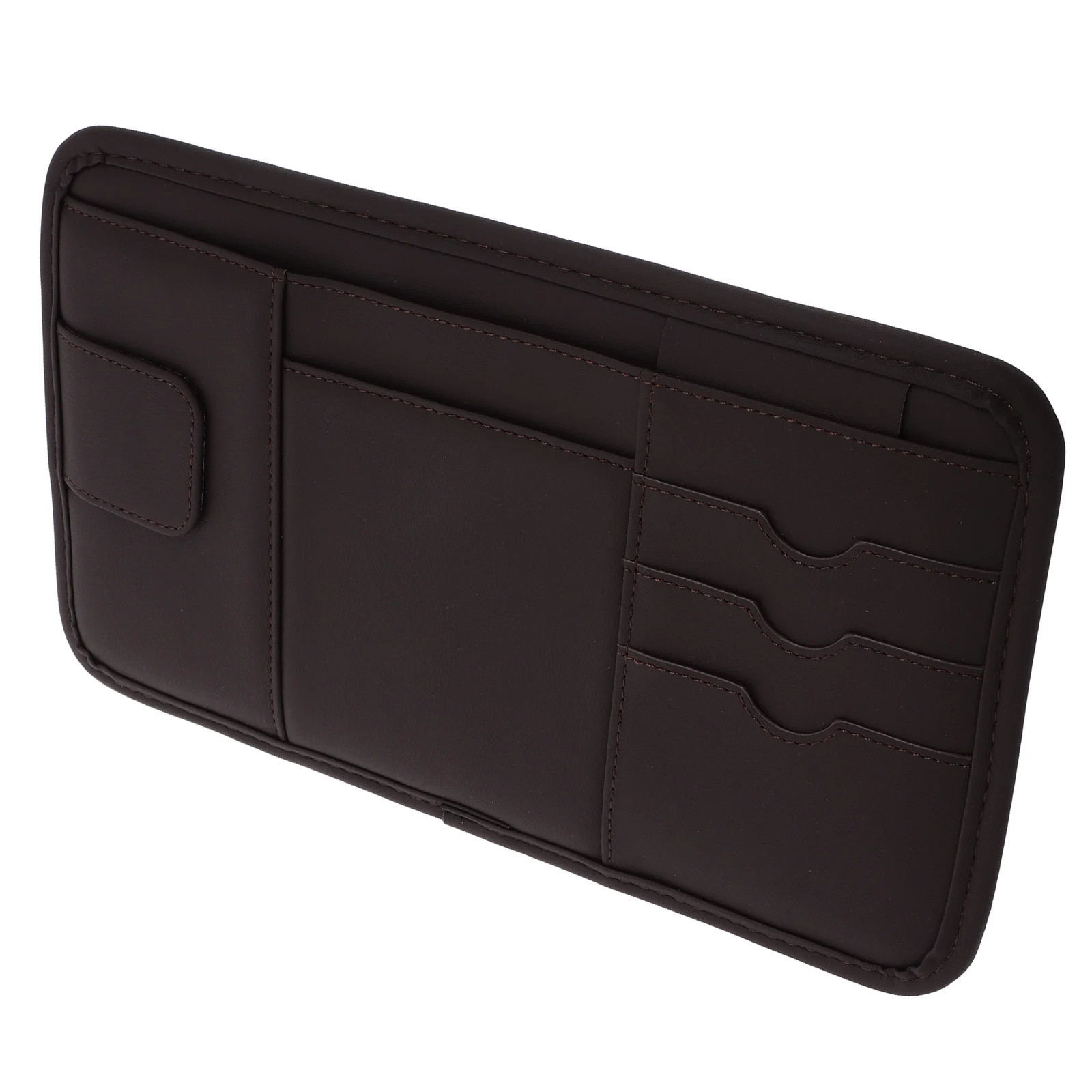 

Car Storage Cover Multifunction Brown Pu Organizer Truck Interior Sunglass Holder Eyeglass Case Vehicle Wallet Sun Visor