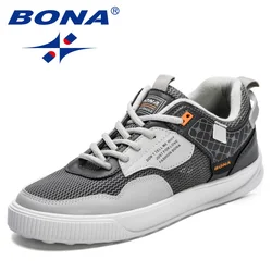 BONA New Designers Man Walking Leisure Shoes Mansculino Trendy Platform Sneakers Casual Shoes Men Lace-Up Vulcanized Shoes
